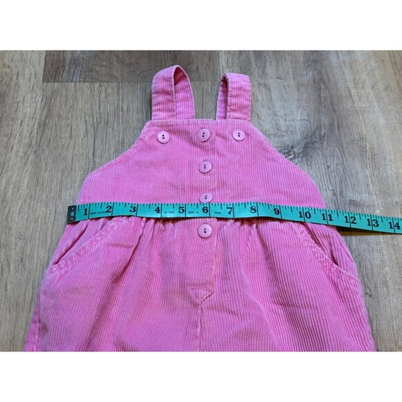 Vintage 90s Osh Kosh B Gosh Pink Corduroy Vestbak Overalls Ruffle Trim Buttons 1 - Picture 5 of 9